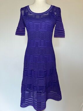 Missoni Purple Sheer-Striped Fit & Flare Knee Length Dress Eu size 40/ US size 4